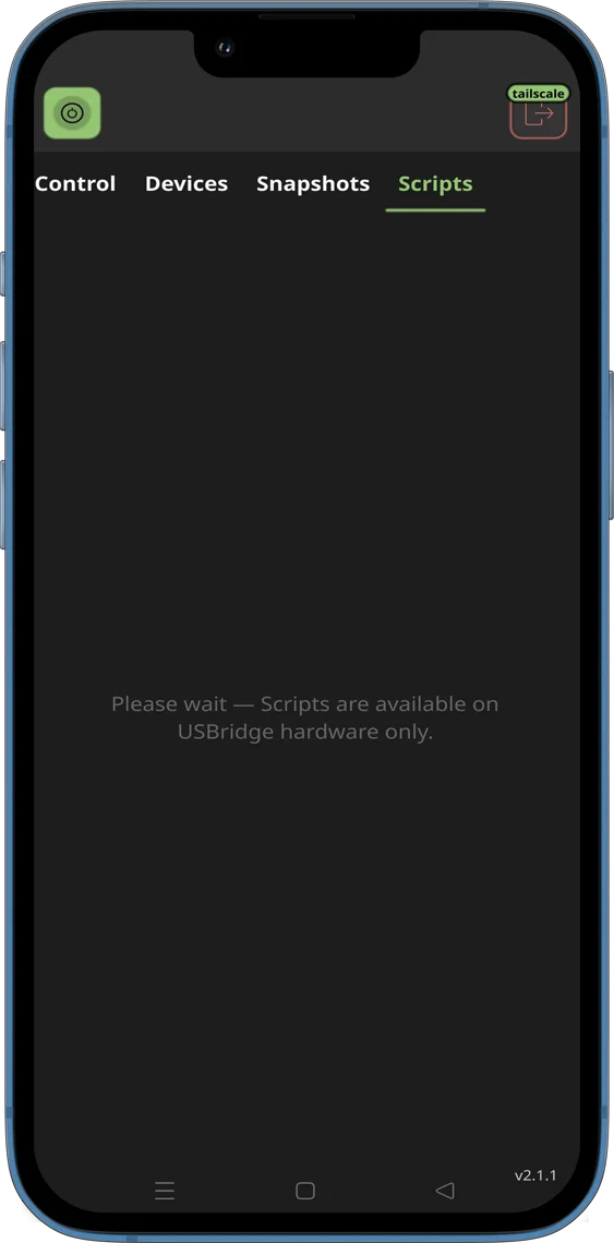 Mobile web app client dashboard interface showing Automation Scripts